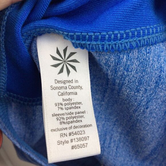 Athleta Running Wild Heathered Blue Long Sleeve Top, Size Medium, Crew Neck - Picture 9 of 9